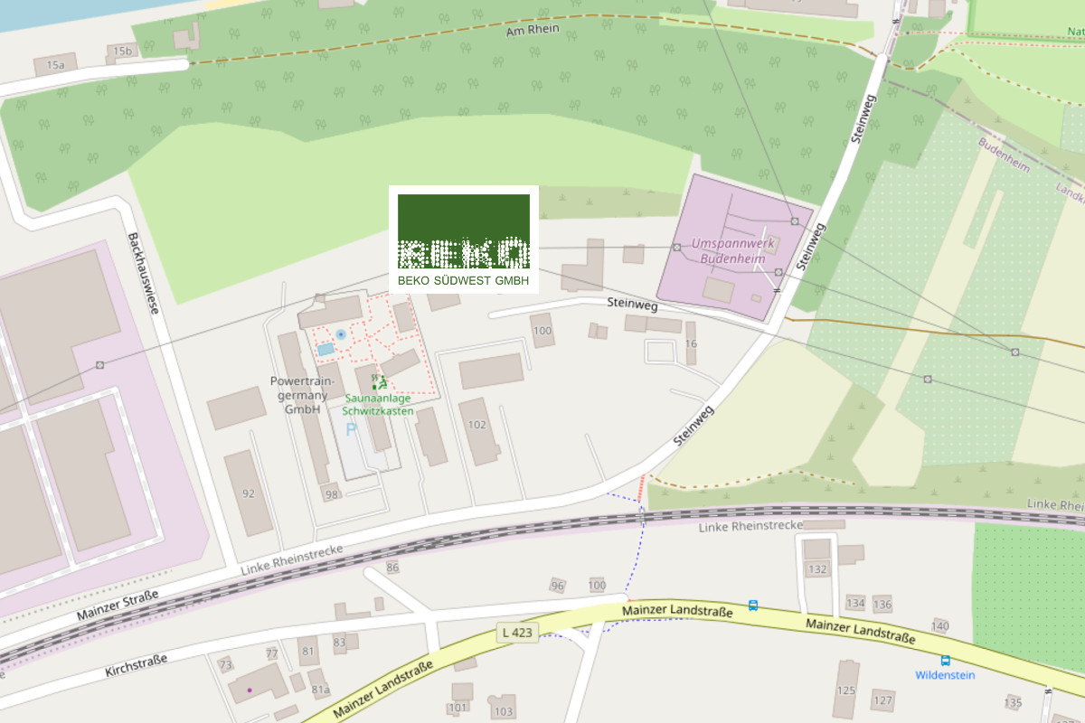 Landkarte mit Standort der BEKO Südwest GmbH